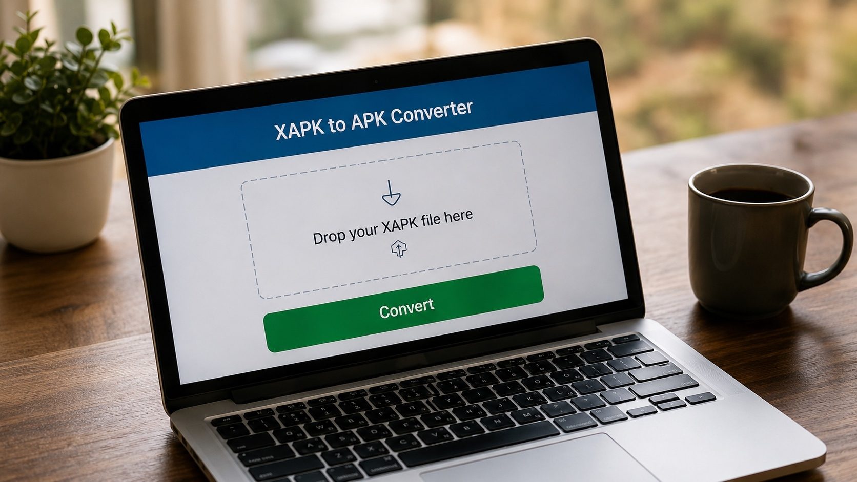 Hands holding a phone converting a file into an installable app