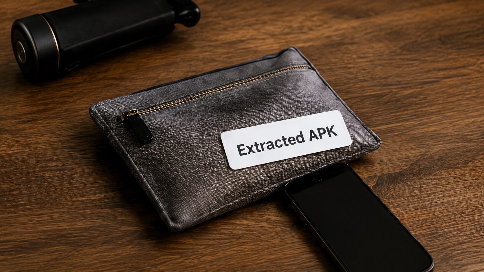 A smartphone with app icons and a tray pulling out an app, illustrating extracting APKs