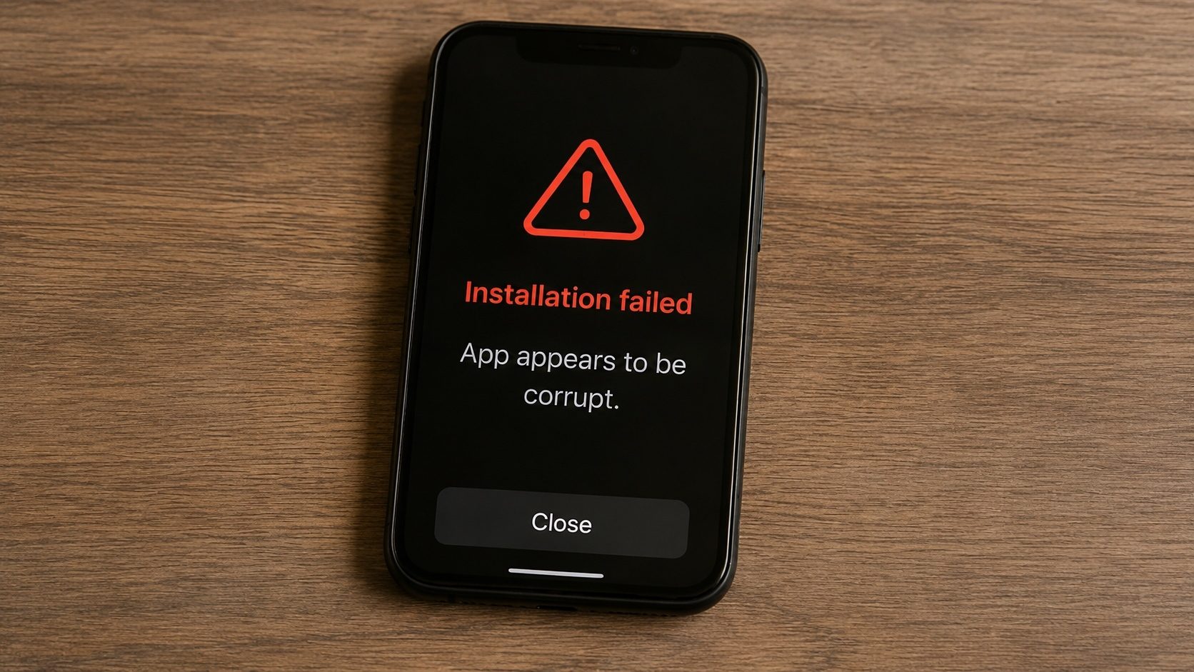 A smartphone showing a file error with a small toolbox, illustrating fixing a corrupt APK
