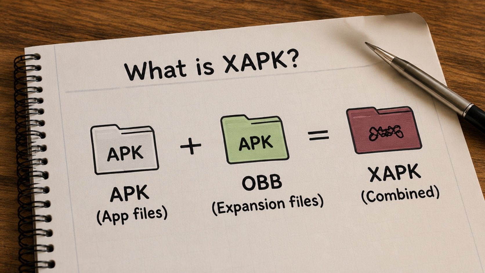 An opened box labeled XAPK revealing an APK card and extra packets